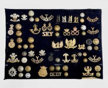 Yeomanry Regiments. A display card containing a quantity of various Yeomanry items, eg: cap