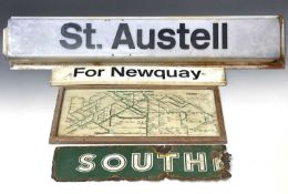 Railwayana - Signage Cornwall interest, etc. Comprising a "St Austell" British Railways 1960's era