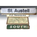 Railwayana - Signage Cornwall interest, etc. Comprising a "St Austell" British Railways 1960's era