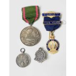 Military and other Medals and Badges. A hallmarked silver Army Rifle Association medal, an A.C.C. "