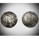 Elizabeth I, Sixpences x 2. 1564 worn but legible, 1565 worn and creased but date legible.