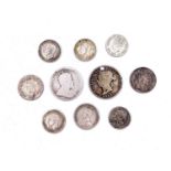 Holed/Worn Silver coinage for jewellery/repair/melt. A tray containing £1.50 of pre 1920 .925