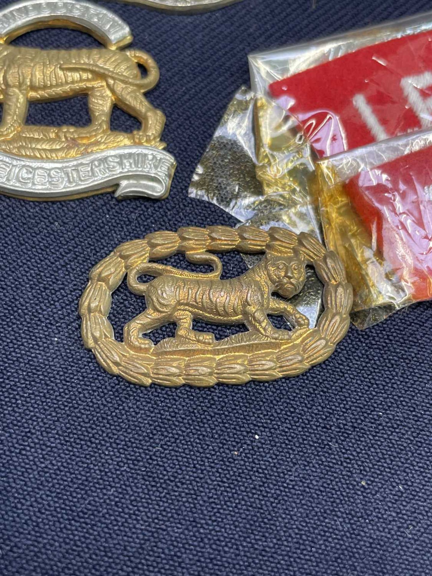 16th - 18th Foot. A display card containing cap badges, collar dogs, shoulder titles and buttons. - Image 3 of 8