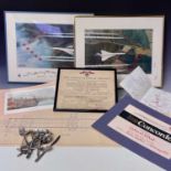 Transport Aviation - Concorde / Red Arrows, etc Interest. Lot comprises two 20" x 16" framed and