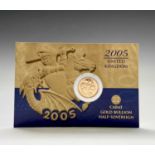 Great Britain Gold Half Sovereign 2005 Queen Elizabeth II featuring new portrayal of George & Dragon