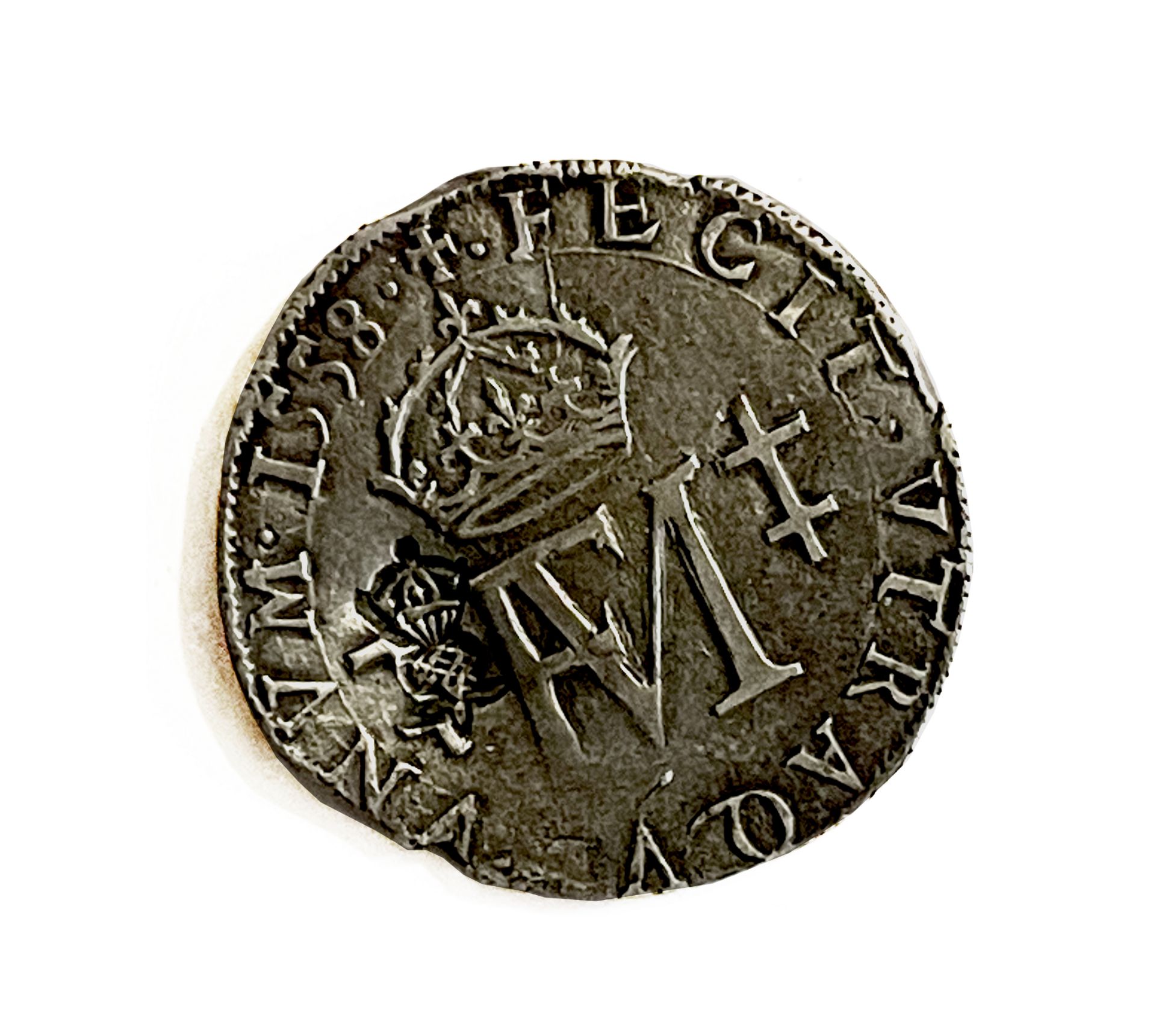 Scotland James VI Revaluation of 1578 (1567-1625) counterstamp on 1558 Mary and Francis Arteston. - Image 6 of 8