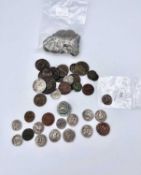 Roman and other early coins plus metal detector finds. A bag containing 17 probably facsimile silver