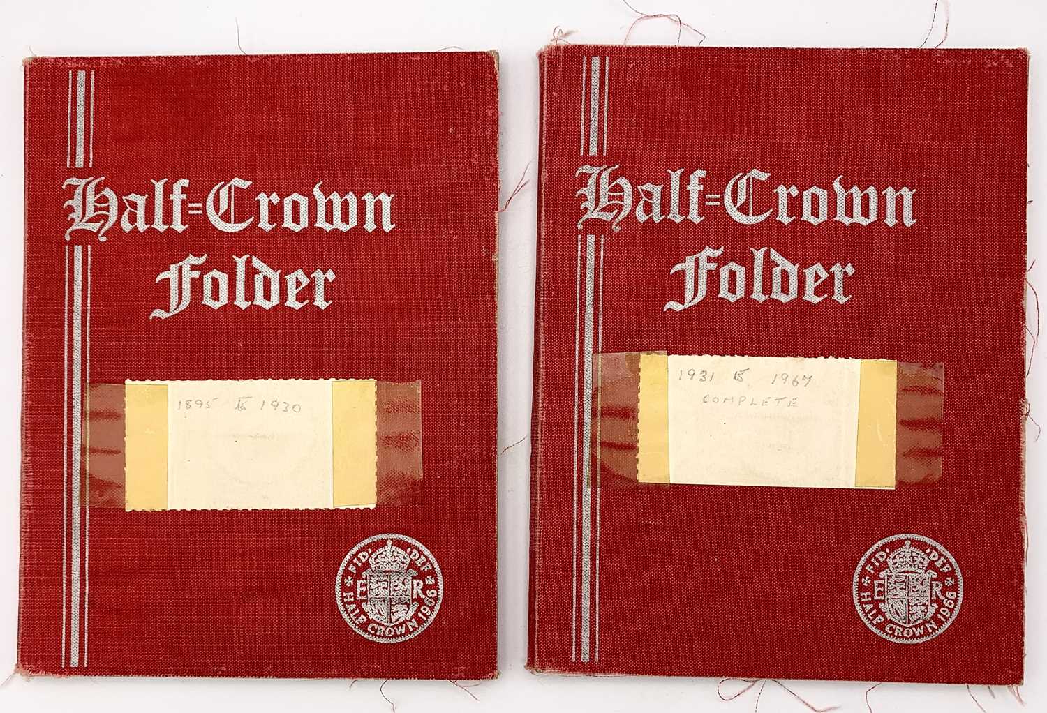 G.B. Halfcrowns 1895 - 1967. 2 red coin folders containing complete runs excluding 1905. Mixed