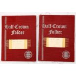 G.B. Halfcrowns 1895 - 1967. 2 red coin folders containing complete runs excluding 1905. Mixed