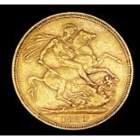 Great Britain Gold Sovereign 1880 George & Dragon Additional Information: Melbourne mint mark is