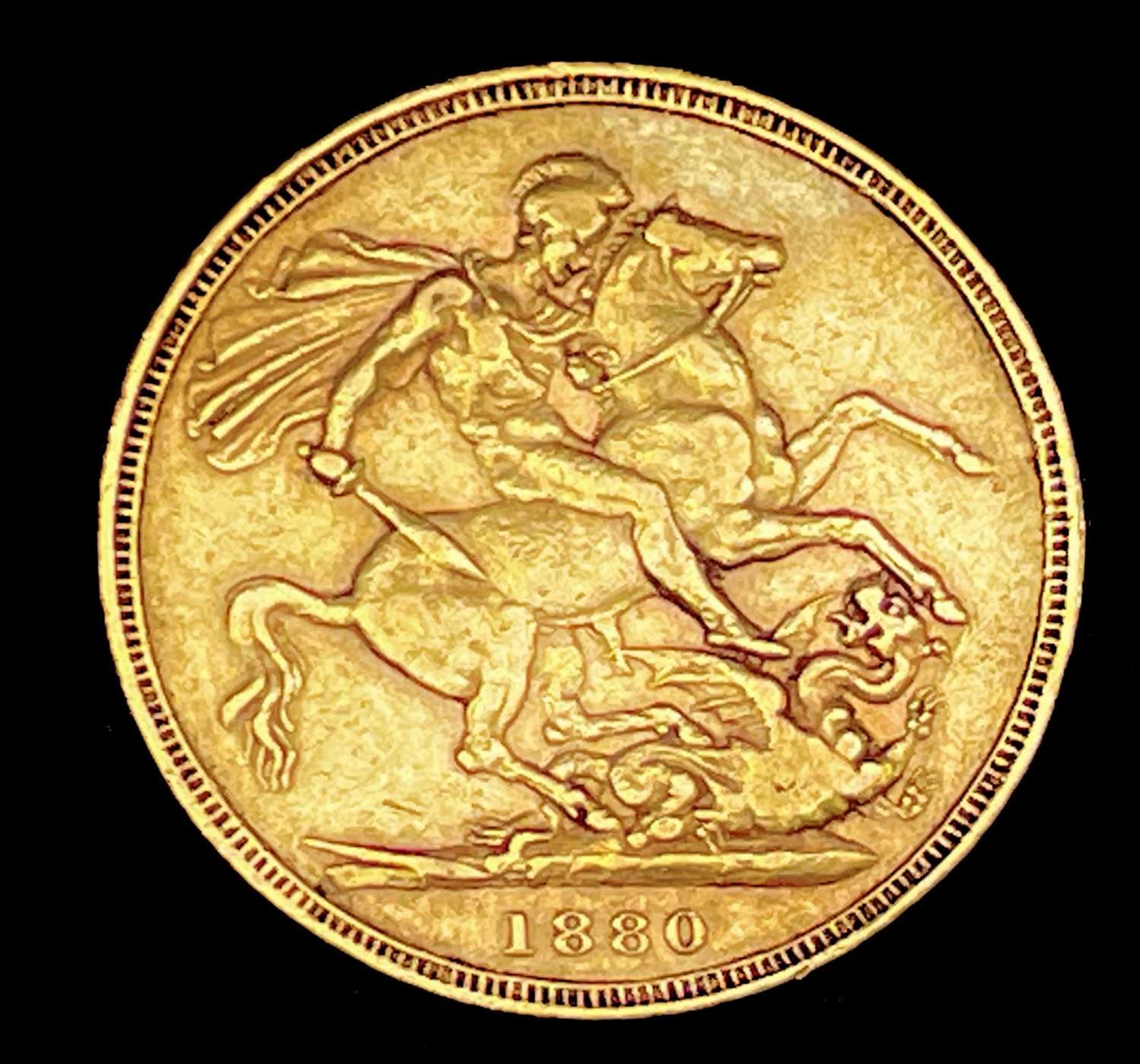 Great Britain Gold Sovereign 1880 George & Dragon Additional Information: Melbourne mint mark is