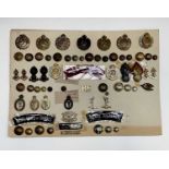 Royal Engineers / Royal Signals. A display card containing cap badges, collar dogs, shoulder