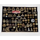 Corps - 2 & Royal Military Police. A display card containing cap badges, collar dogs, shoulder