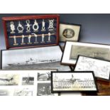 Military - Royal Navy Ark Royal and other Naval Interest. Comprising 7 framed pictures relating to