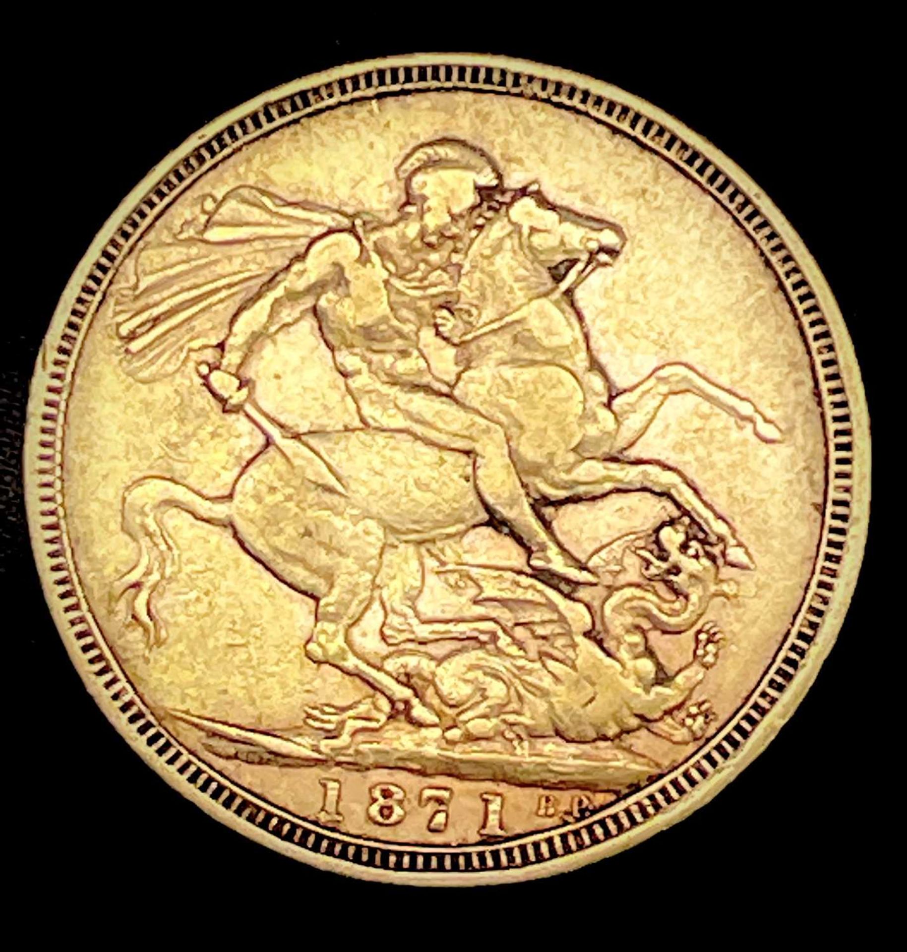 Great Britain Gold Sovereign 1871 George & Dragon Condition: please request a condition report if - Image 2 of 2