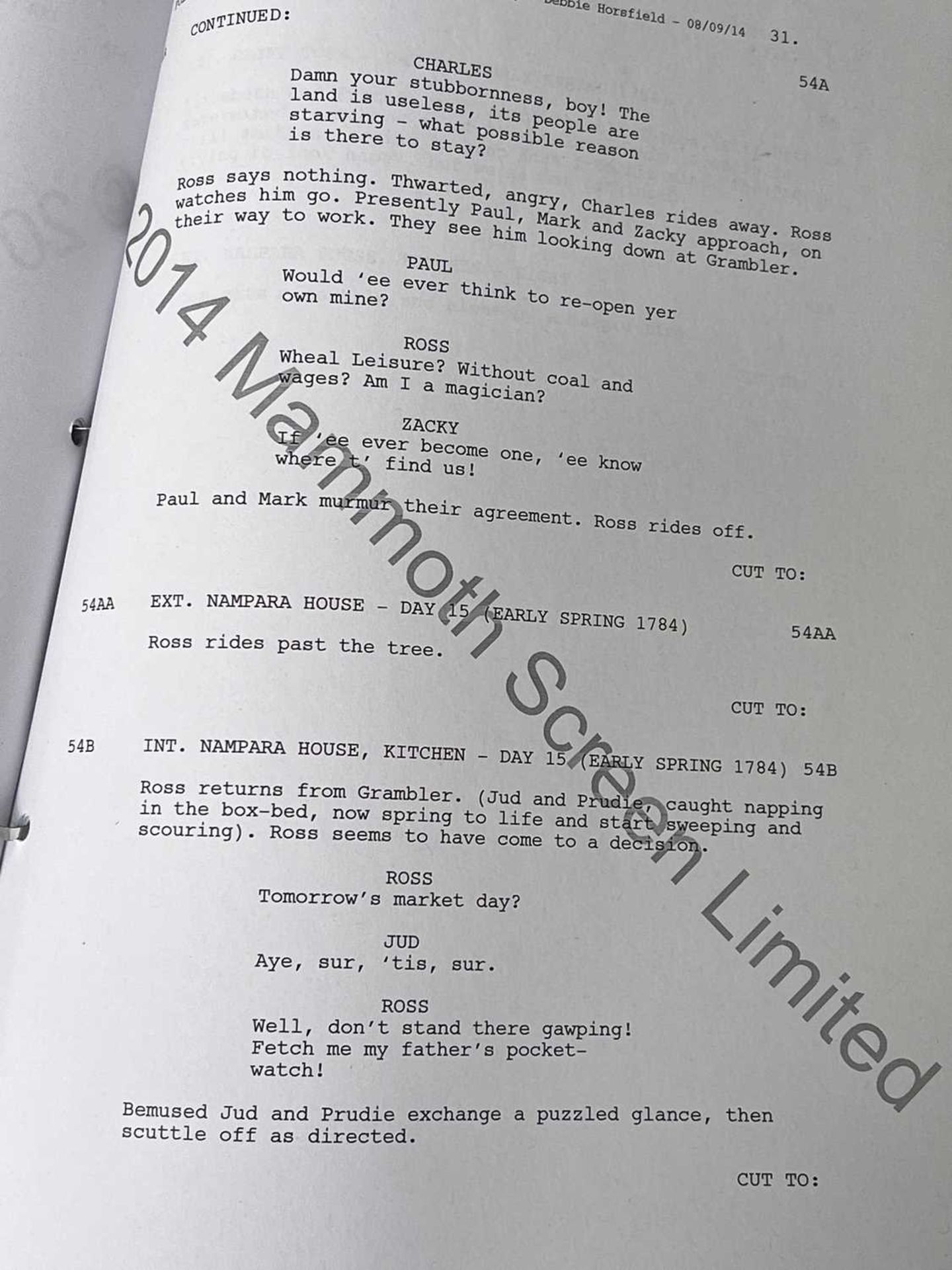 Poldark TV interest An unusual "Mammoth Screen" TV script of the First episode of the First series - Image 2 of 4
