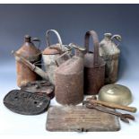 Railwayana. A collection of railway metalware including brass lidded GWR oilcan, a large brass