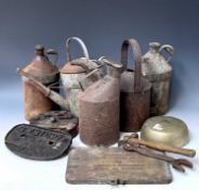 Railwayana. A collection of railway metalware including brass lidded GWR oilcan, a large brass