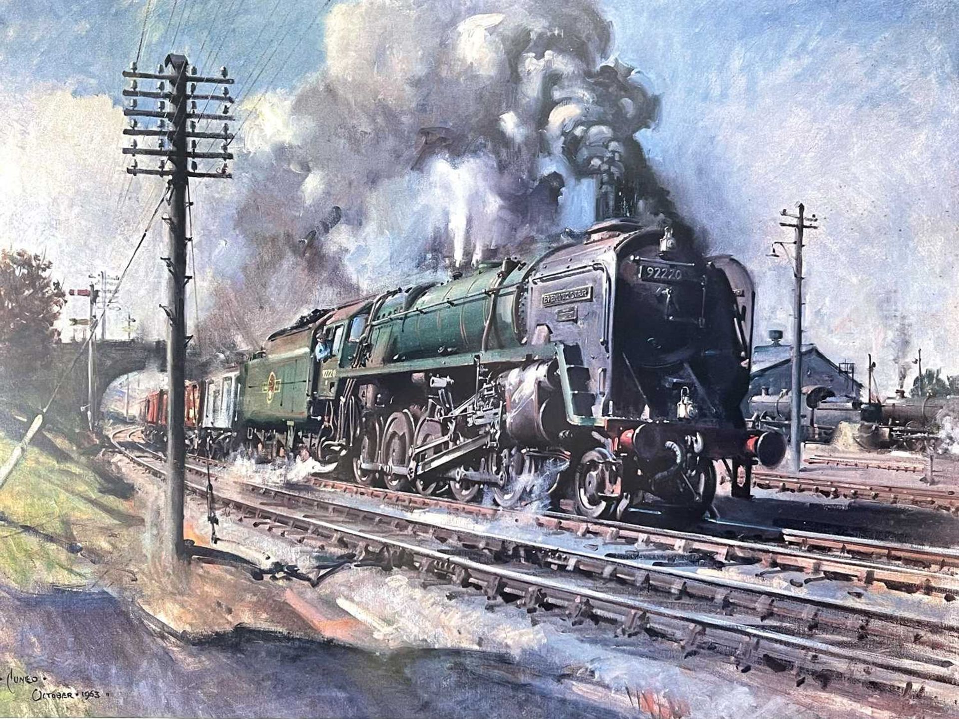 Transport - Railways. Terence Cuneo, framed and glazed pictures (x2). Comprising: "Autumn of