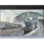Railways - Original Artwork West Country Interest by Devon Artist R.J. Revill. A large (36" x 22")