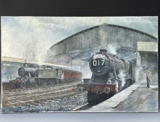 Railways - Original Artwork West Country Interest by Devon Artist R.J. Revill. A large (36" x 22")