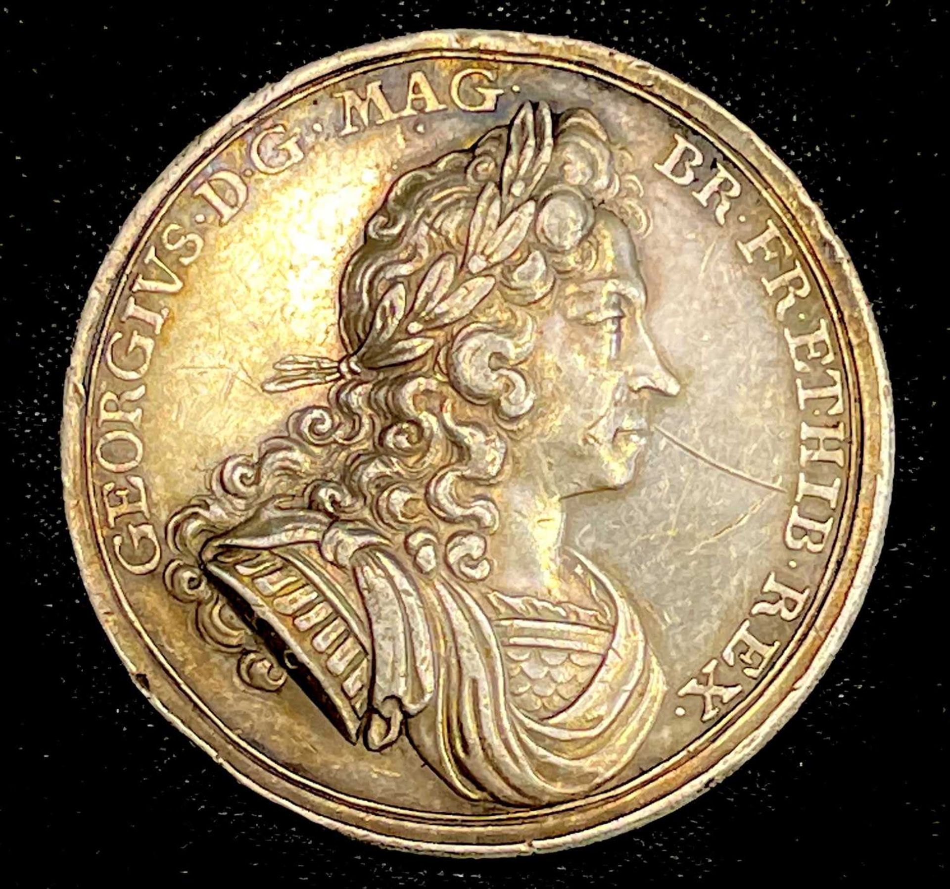 George I 1714 Silver Coronation Medallion. The medallion is in good condition for it's age. - Image 2 of 2