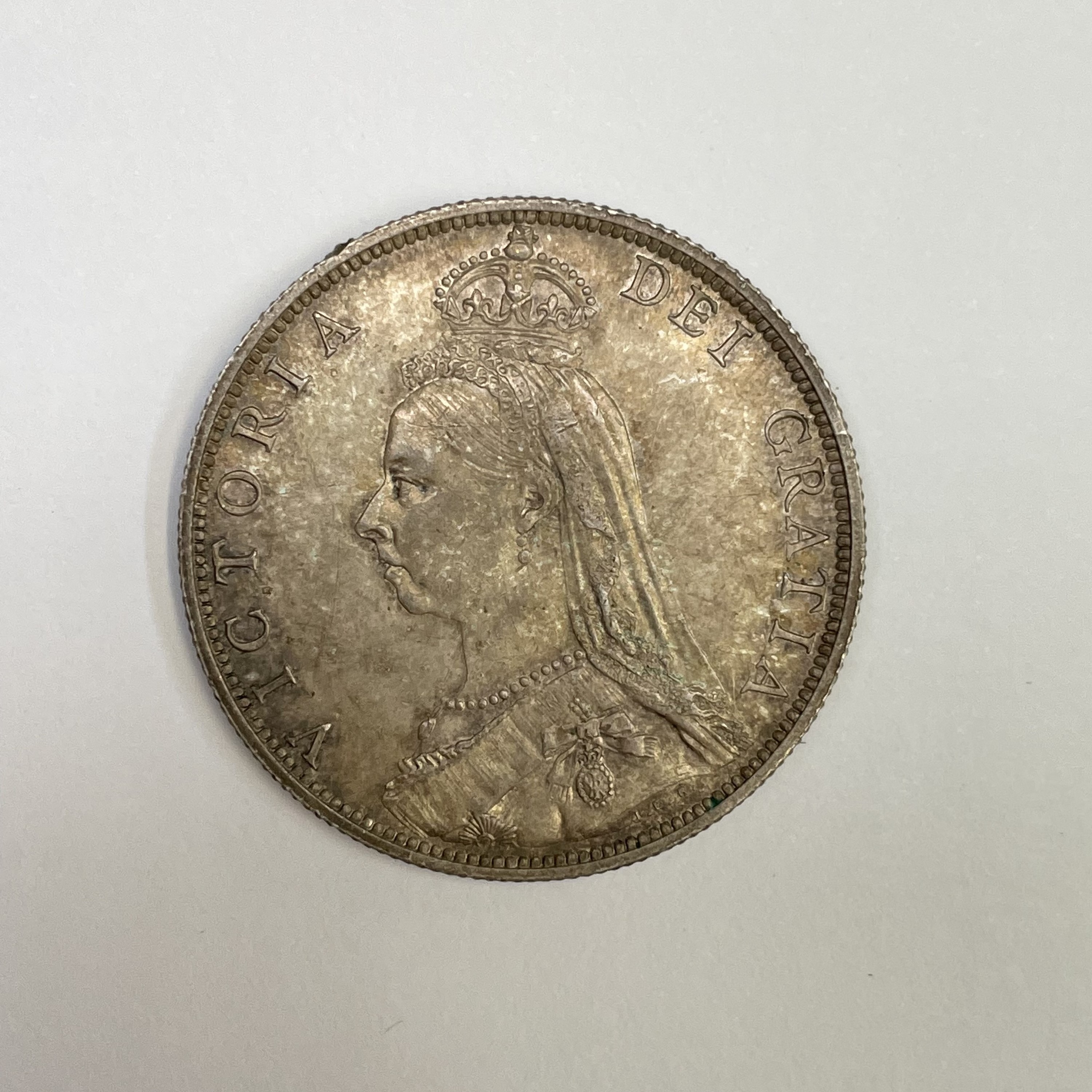Great Britain and World Coins An 1888 silver 2/- coin (EF+), a circa 1800 copper trading - Image 9 of 11