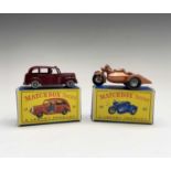 Lesney - Matchbox Toys nos 17 and 66. Austin FX3 Taxi, maroon body, mid grey interior, S.P.W. but
