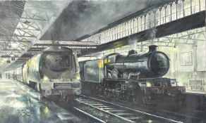 Railways - Original Railway Artwork Devon Interest By Devon Artist R.J. Revill. A large (36" x