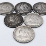 Great Britain Queen Victoria Final Veiled Head 2/- 1893-1901 - Select examples (x6) Comprising 1896,