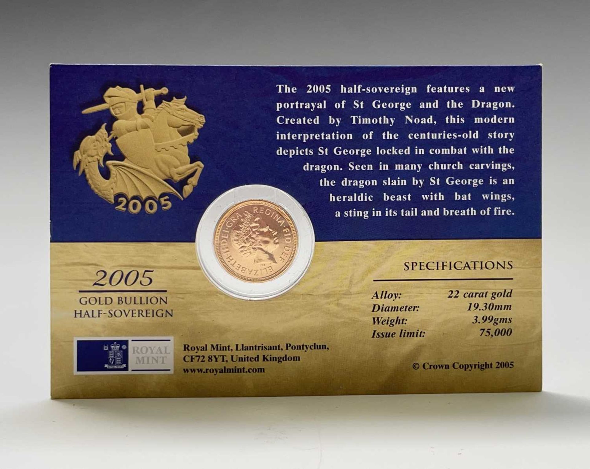 Great Britain Gold Half Sovereign 2005 Queen Elizabeth II featuring new portrayal of George & Dragon - Image 4 of 5