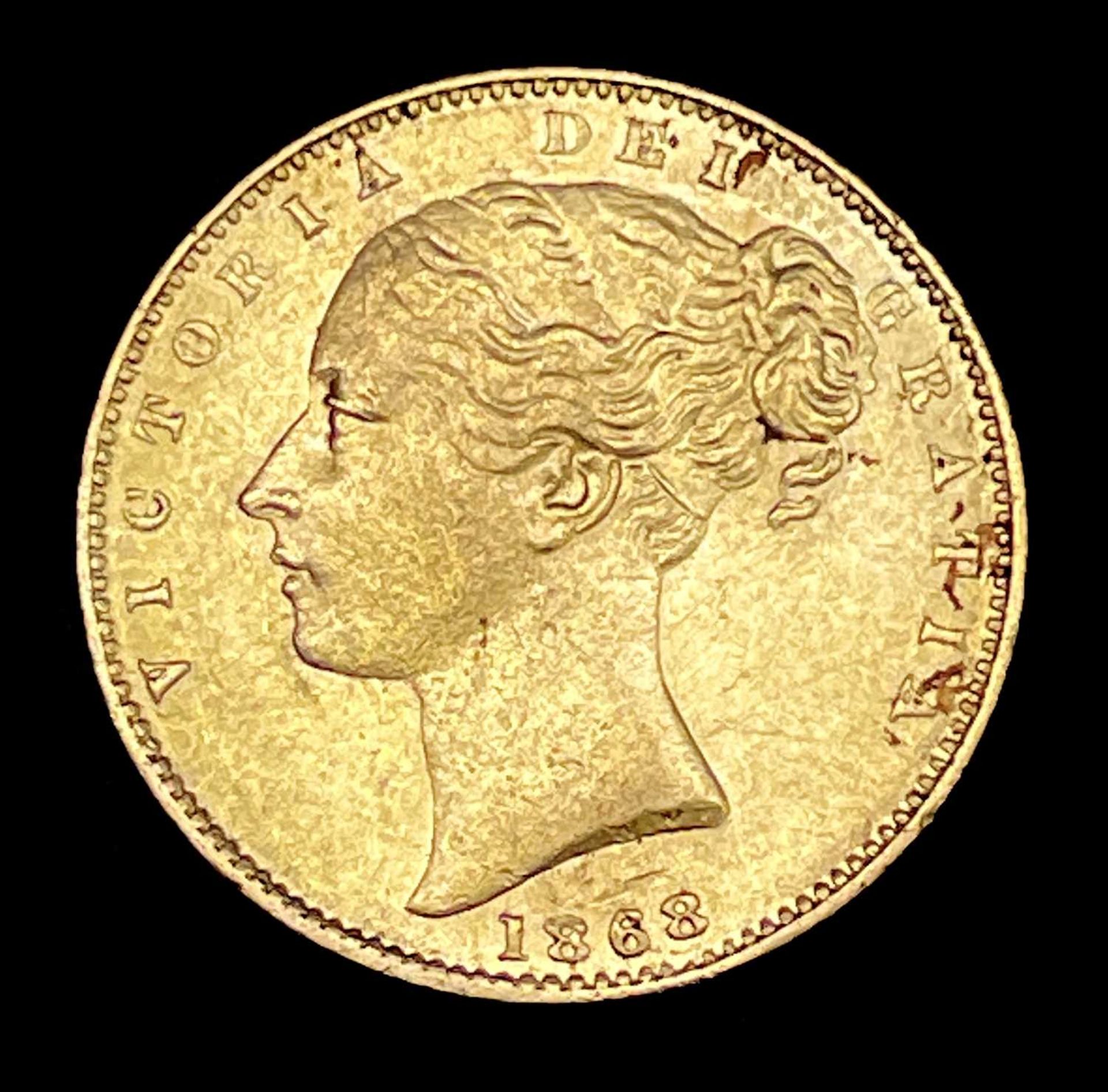 Great Britain Gold Sovereign 1868 Die no.37 Shield Back low mintage. Condition: please request a - Image 3 of 6