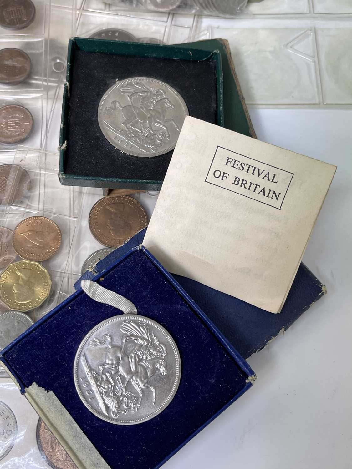 Modern UK Coinage. Box containing a quantity of modern crowns from 1951, various year sets including - Image 5 of 9