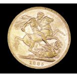 Great Britain Gold Sovereign 1885 EF+ No Sydney or Melbourne mint mark apparent. George & Dragon.