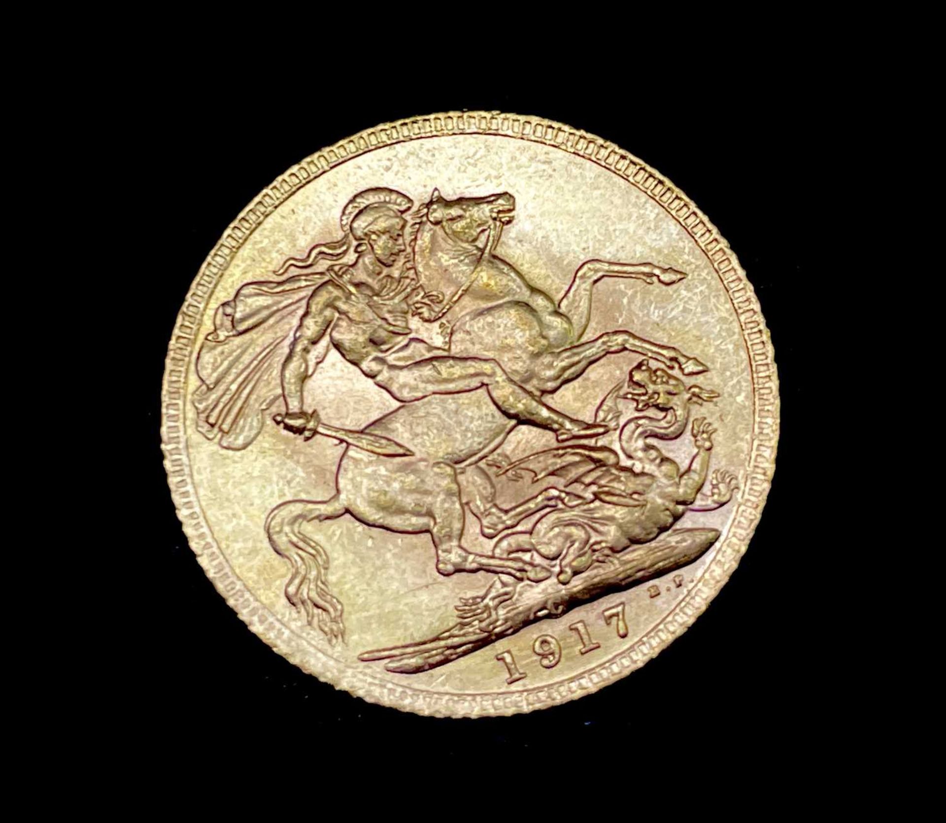 Great Britain Gold Sovereign 1917 EF George V. C (Ottawa mint mark). Condition: please request a - Image 2 of 2