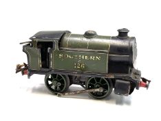 Horny Tinplate Clockwork Locomotive. An 0-4-0 Tank engine number E126 - needing some attention.