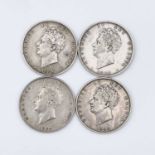 Great Britain George IV Halfcrown (x4) Comprising 1825 VF+, 1826 VF+, 1828 nVF (only 49,890 minted),