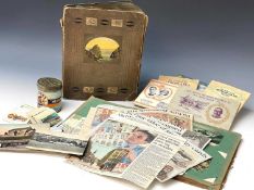 Postcards, Cigarette Cards, etc. A box containing two albums of postcards including Cornish