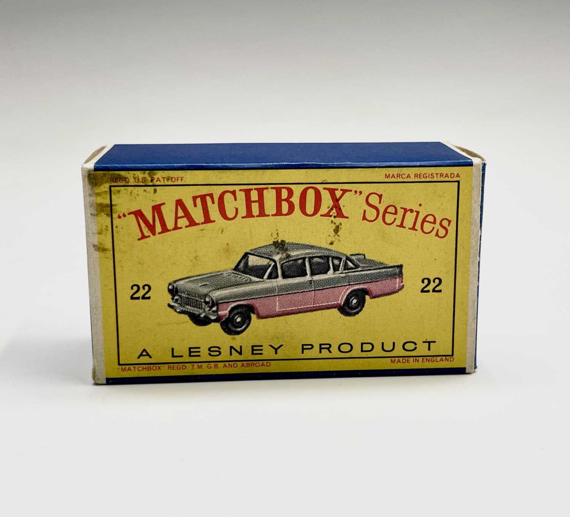 Lesney - Matchbox Toy no 22. Vauxhall Cresta, gold body S.P.W. mint boxed - box has some staining on - Image 2 of 6