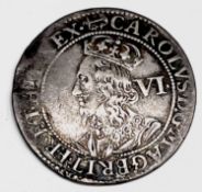 Charles I 6d Second Milled Issue 1638-9, mm Anchor and Mullet/Anchor, F+ but a few scratches on