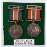 Liverpool City Police Good Service Medal Pair. A bronze medal awarded for 20 years service plus a