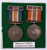 Liverpool City Police Good Service Medal Pair. A bronze medal awarded for 20 years service plus a