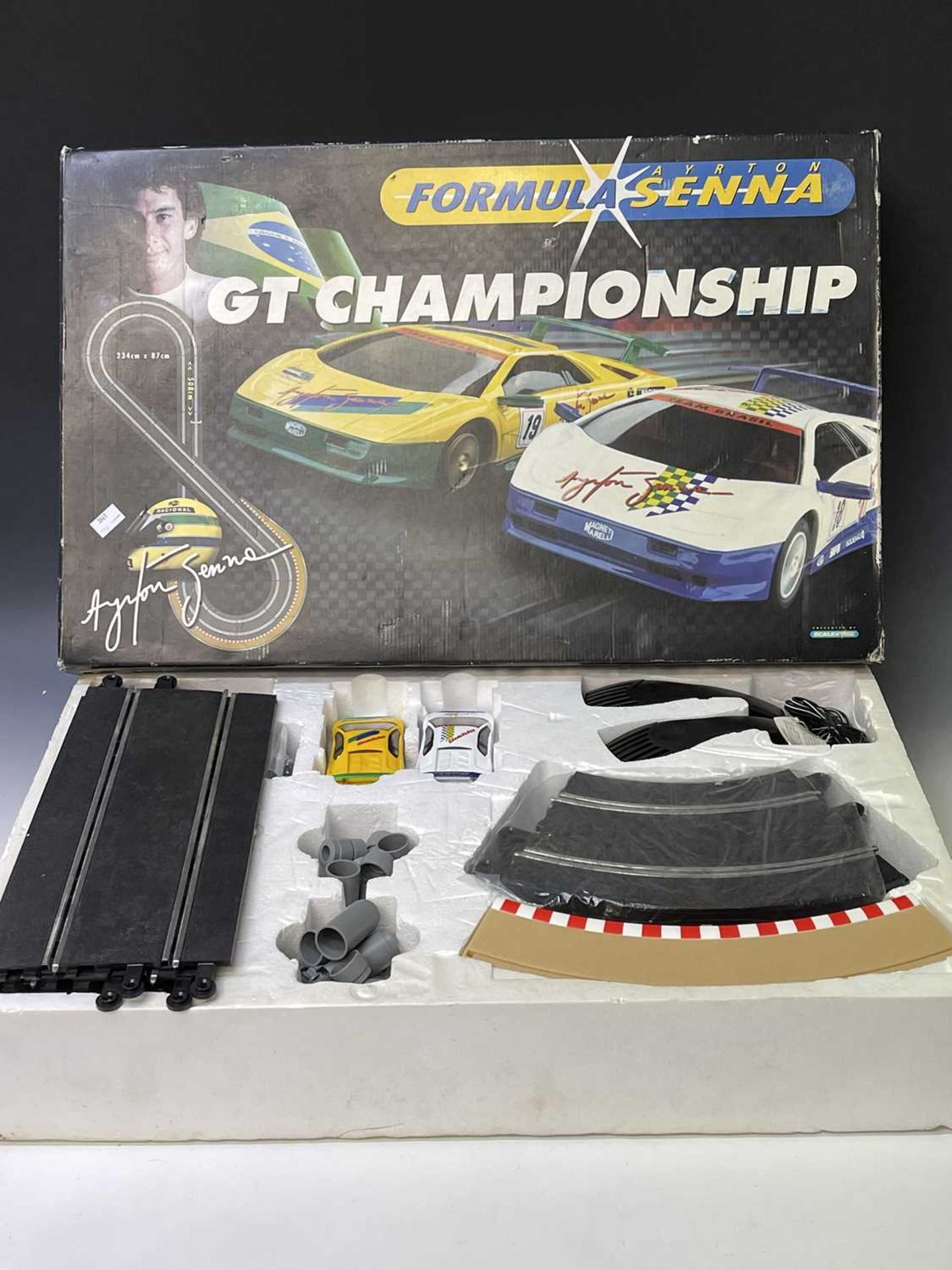 Ayrton Senna interest. A large boxed Scalextric Formula Ayrton Senna GT Championship set, Ref: - Image 2 of 6