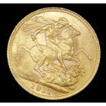 Great Britain Gold Sovereign 1911 EF George V Condition: please request a condition report if you