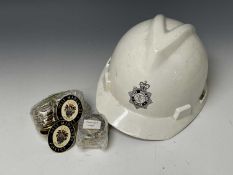 West Midlands Police Hard Hat. Plus 33 enamelled West Midlands Police warrant card badges.