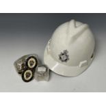 West Midlands Police Hard Hat. Plus 33 enamelled West Midlands Police warrant card badges.