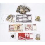 World Coinage A bag containing redeemable coinage: Canadian $27.25, Euros 5.50, New Zealand $4