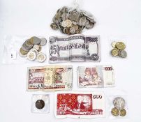 World Coinage A bag containing redeemable coinage: Canadian $27.25, Euros 5.50, New Zealand $4