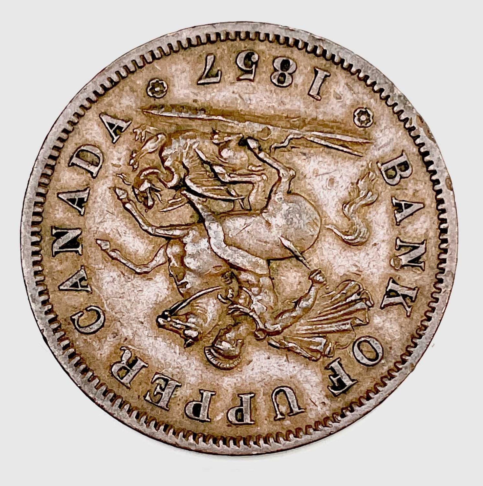 Coins & Banknotes. Lot comprises a Bank of Upper Canada 1857 Bank Token penny in EF condition, - Image 6 of 8