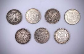 America - USA - Morgan Dollars (x7). Comprising: 1880, 1883 O bright EF, 1900 O, 1921 D bright EF (